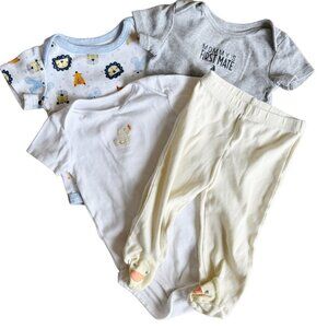 Carter's Baby Boy 4-Piece Bodysuit & Footed Pants Set 6-9 Months Cotton Short Sl